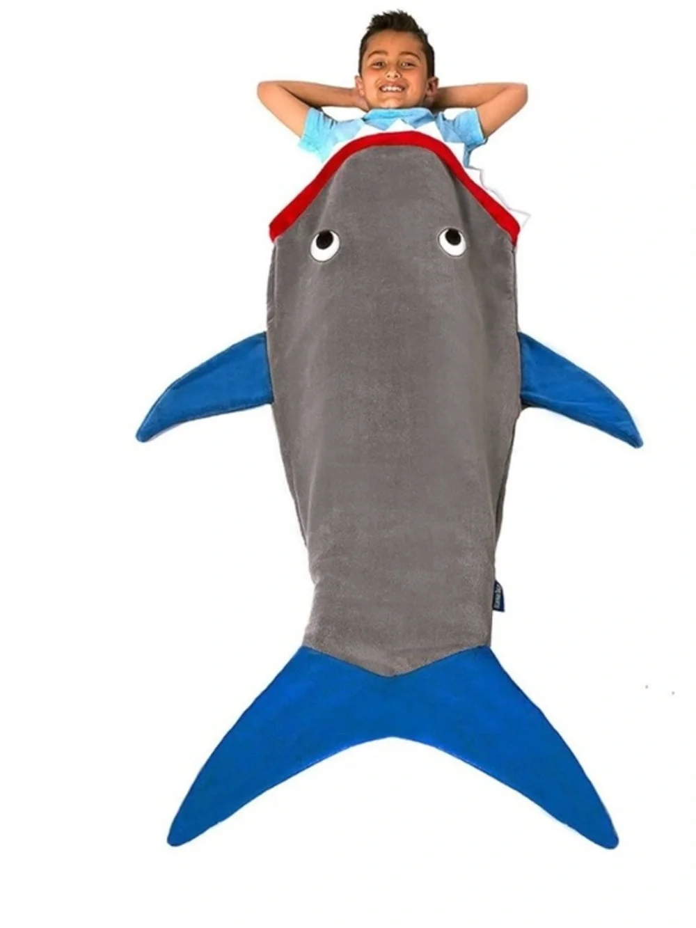 Blankie Tails Baby Shark Blanket Grey Blue